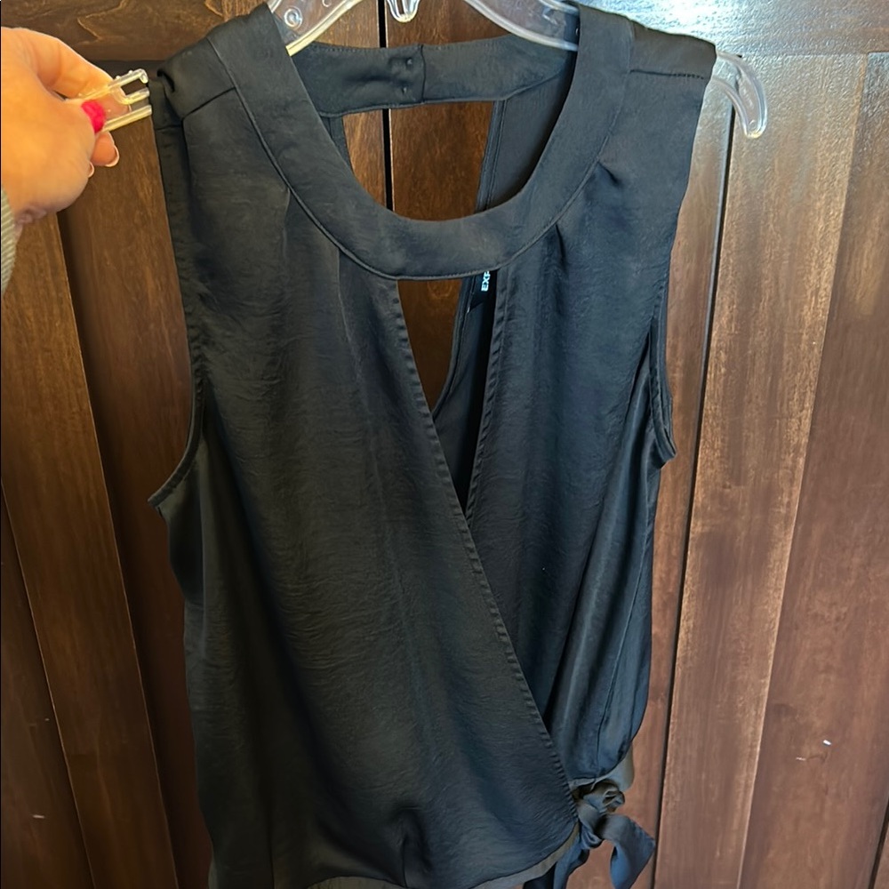 Black Sleeveless Wrap Top